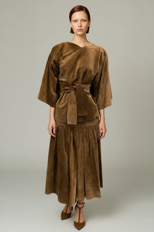 Jean Muir Brown Suede 3-Piece Set