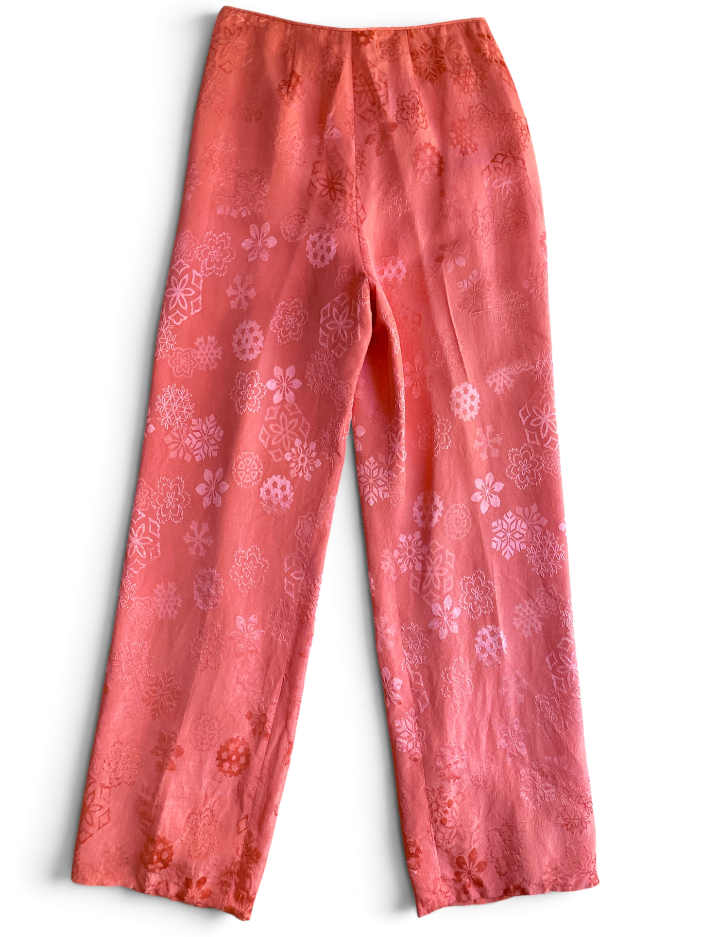 Dynasty Coral Silk Jacquard Pant