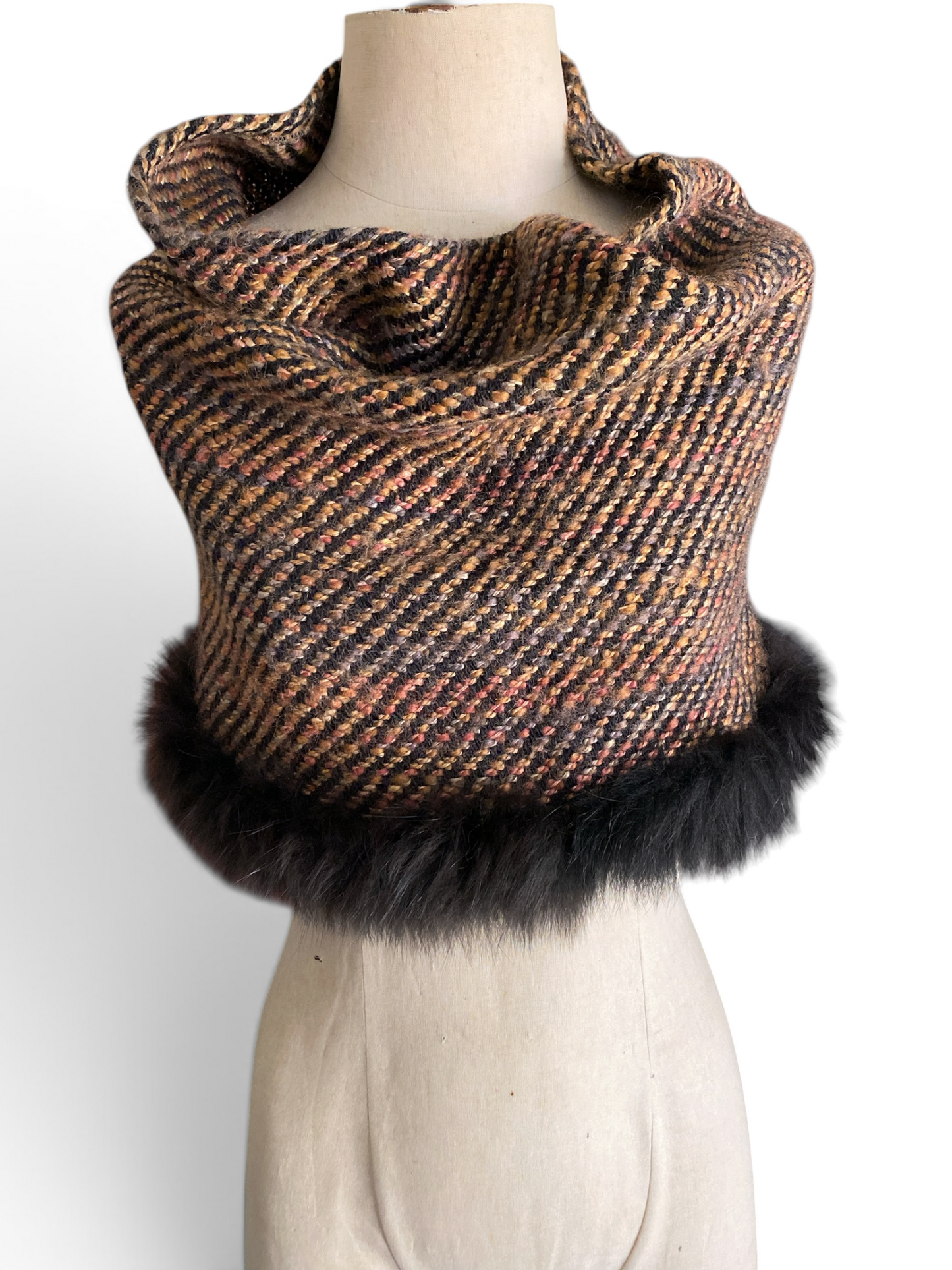 Schjelde Fur Trim Tweed Knit Collar