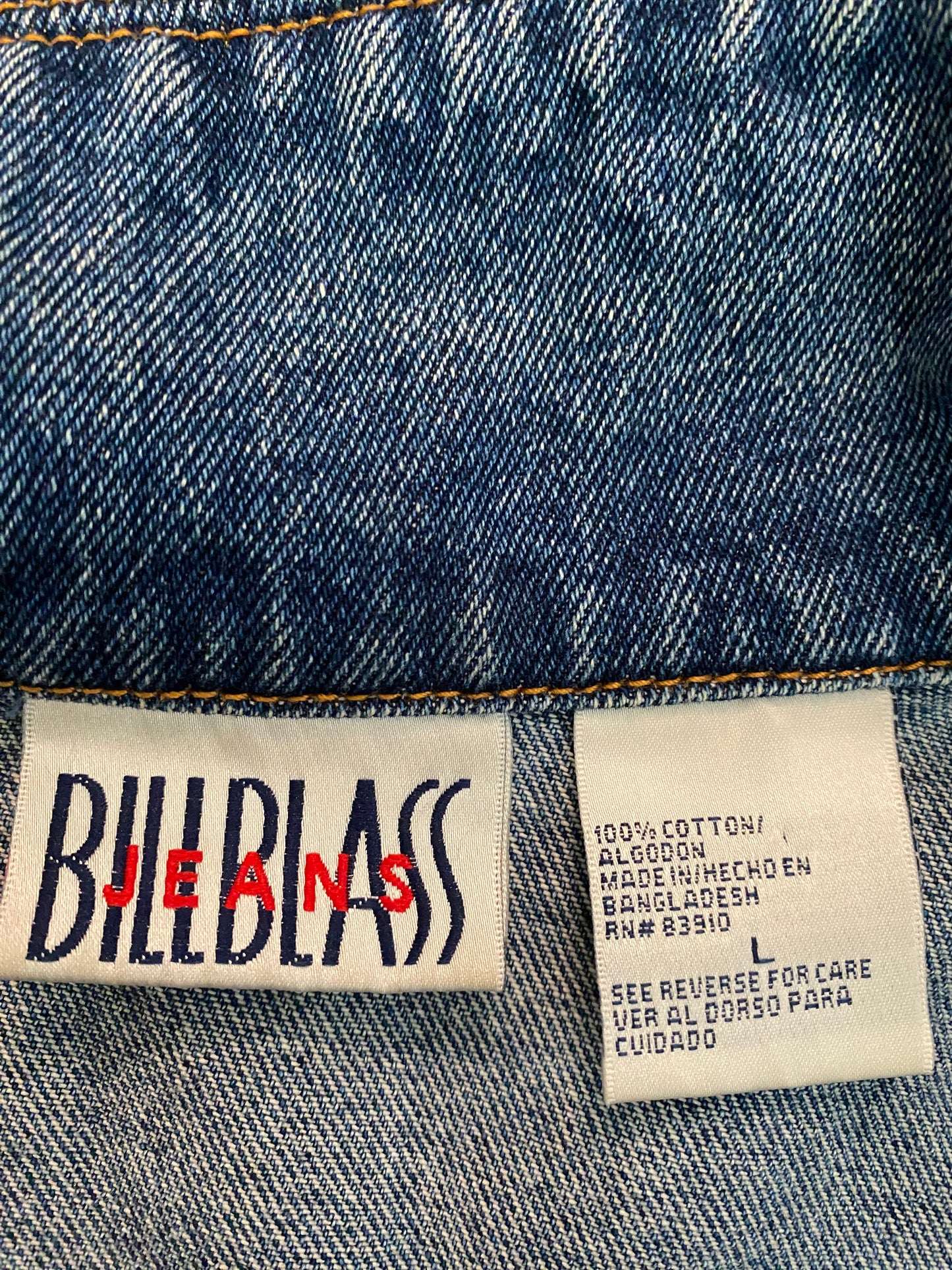 1980s Bill Blass Jeans Denim Jacket w Peplum