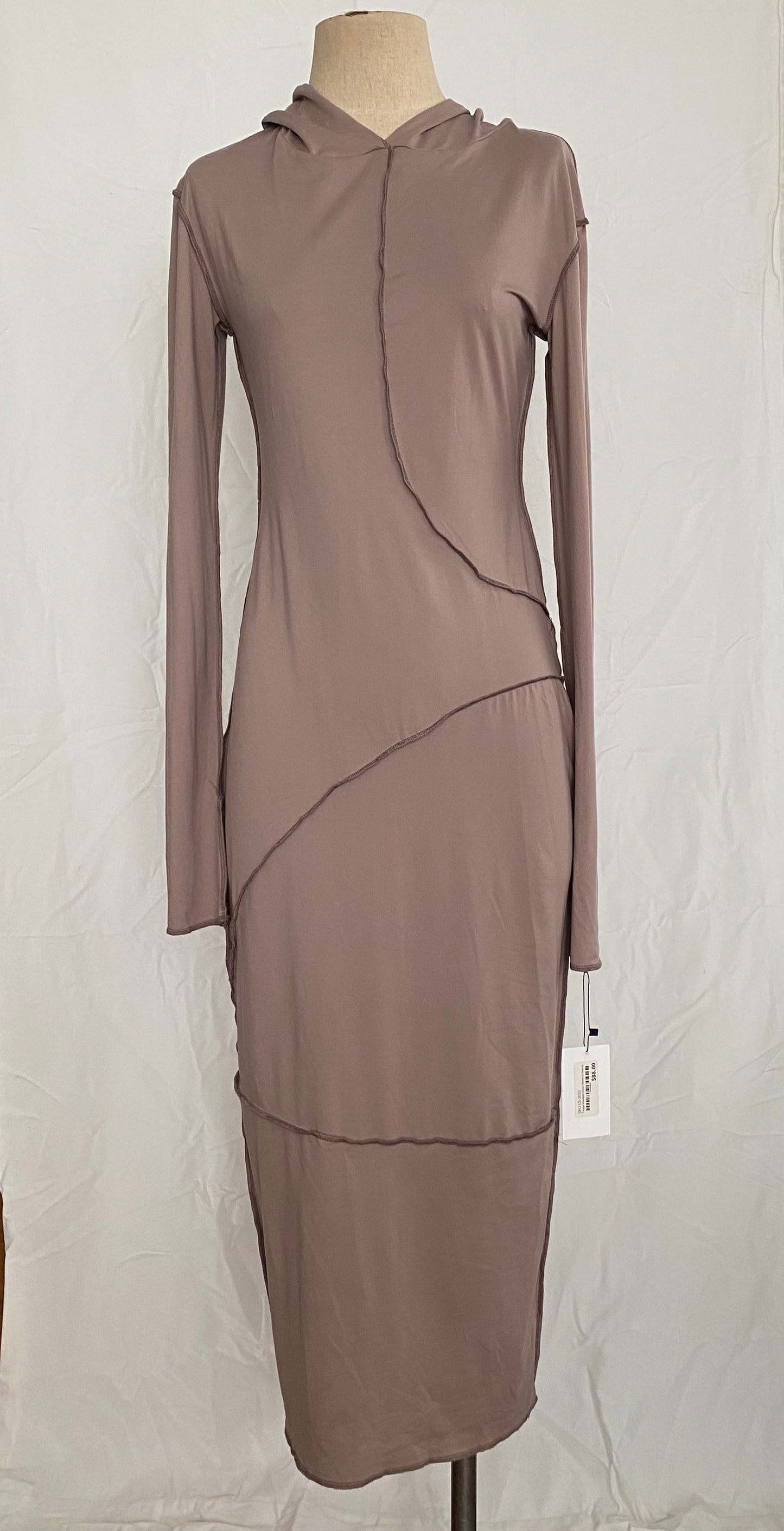 Taupe Hooded Dress Reverse Seams