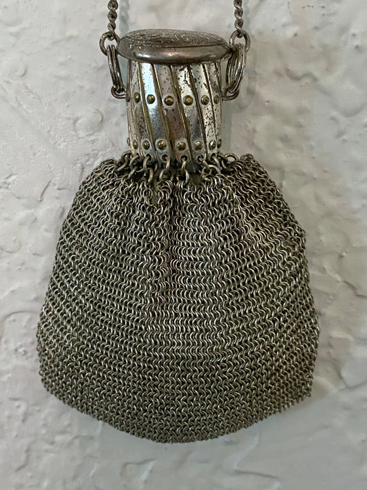 Vintage Silver Mesh Evening Purse – Made in US Zone Germany (1945–1950s)