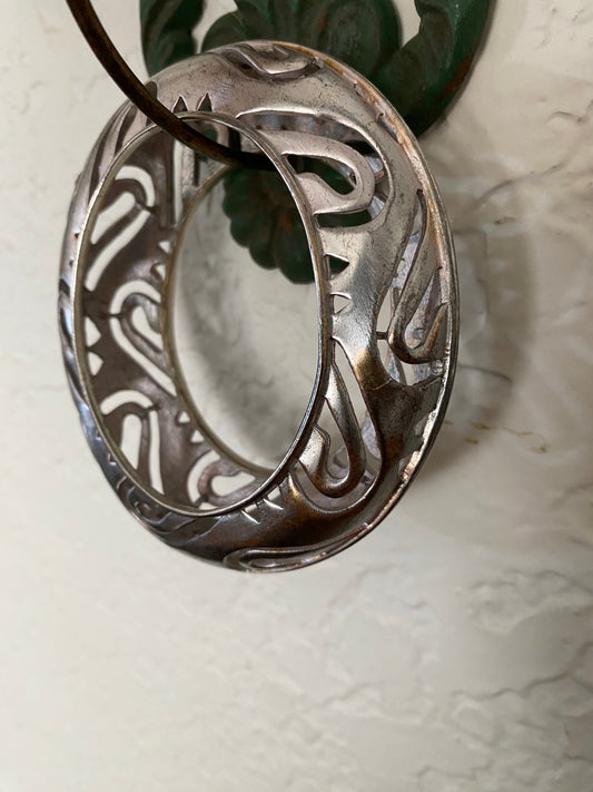 Silver Metal Heart Cutout Hollow Cuff
