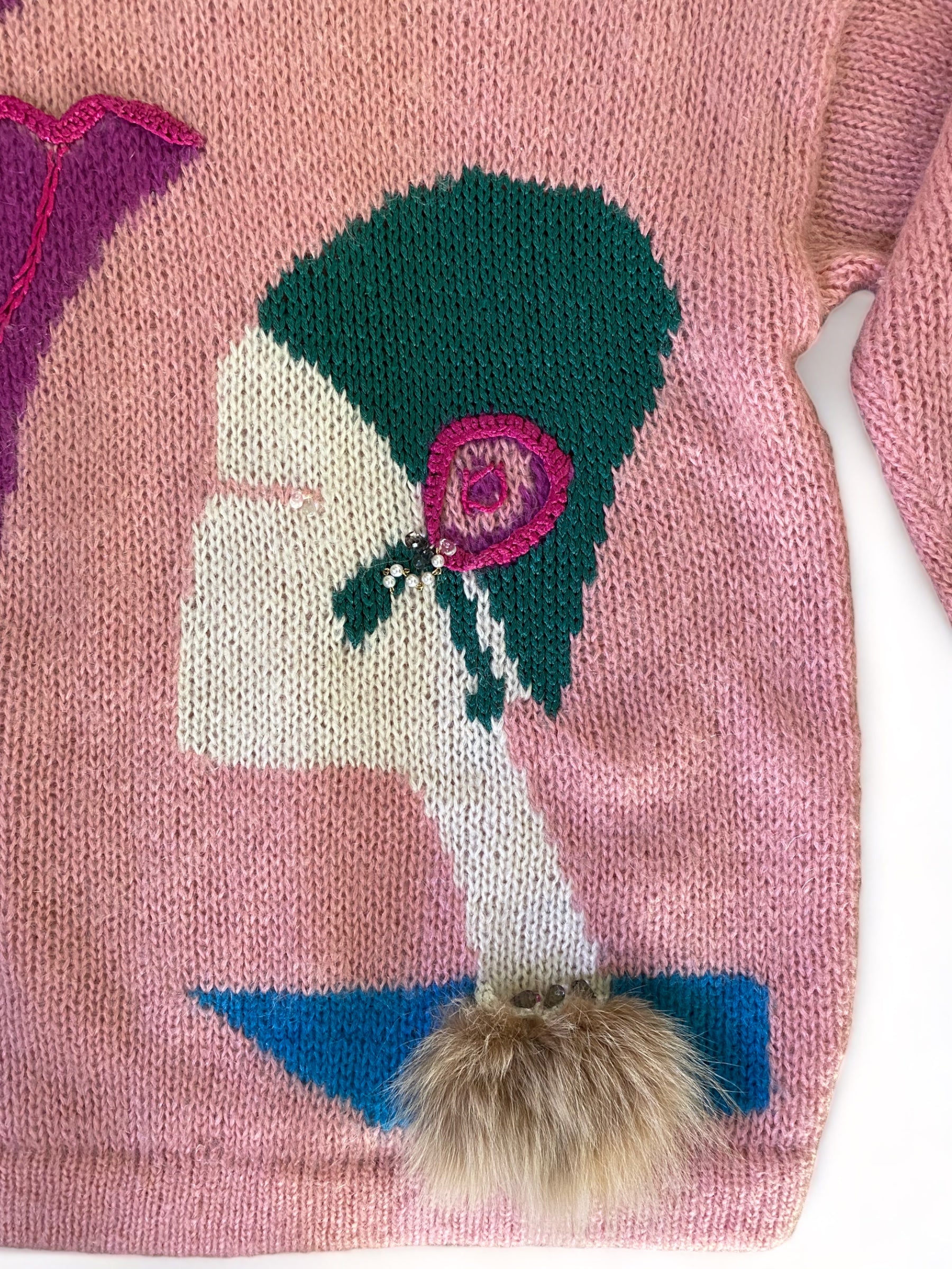 Art Deco Female Head Mohair Sweater
