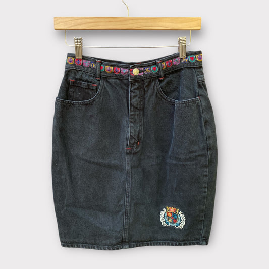 Gitano Black Denim Pencil Skirt