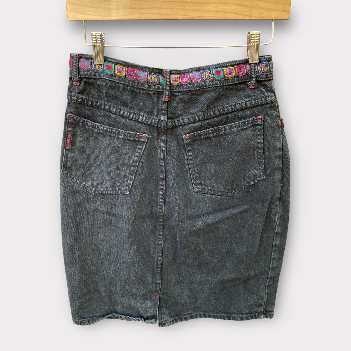 Gitano Black Denim Pencil Skirt