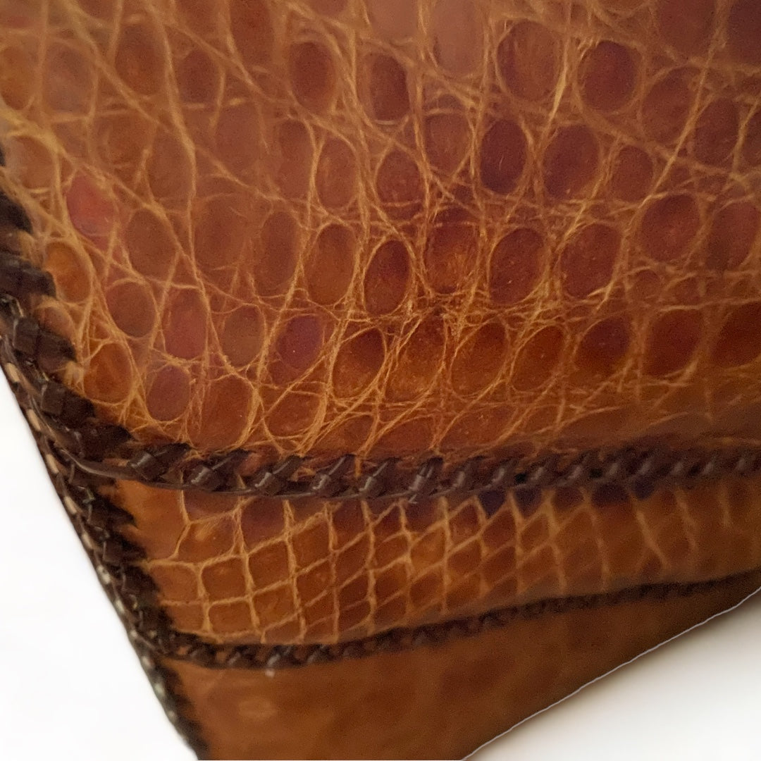 Cuban Camel Alligator Leather Shoulder Bag