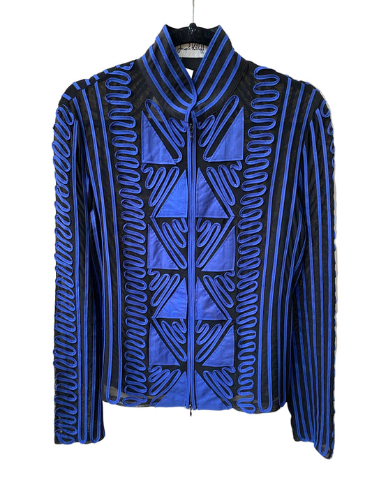 Joseph Ribkoff Sheer Jacket Blue Soutache Detail