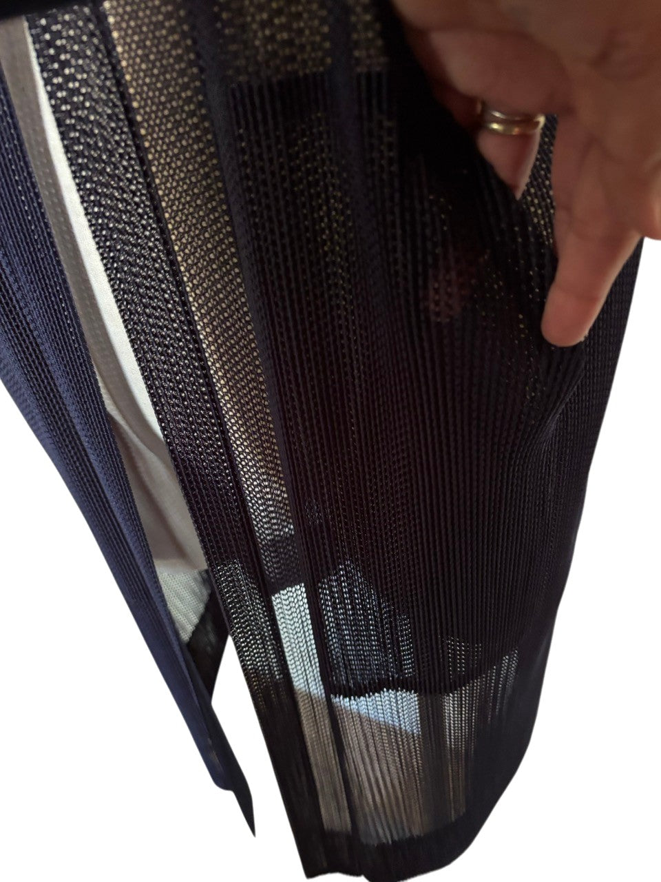 ISSEY MIYAKE Pleats Please Navy See-Through Tunic Cardigan