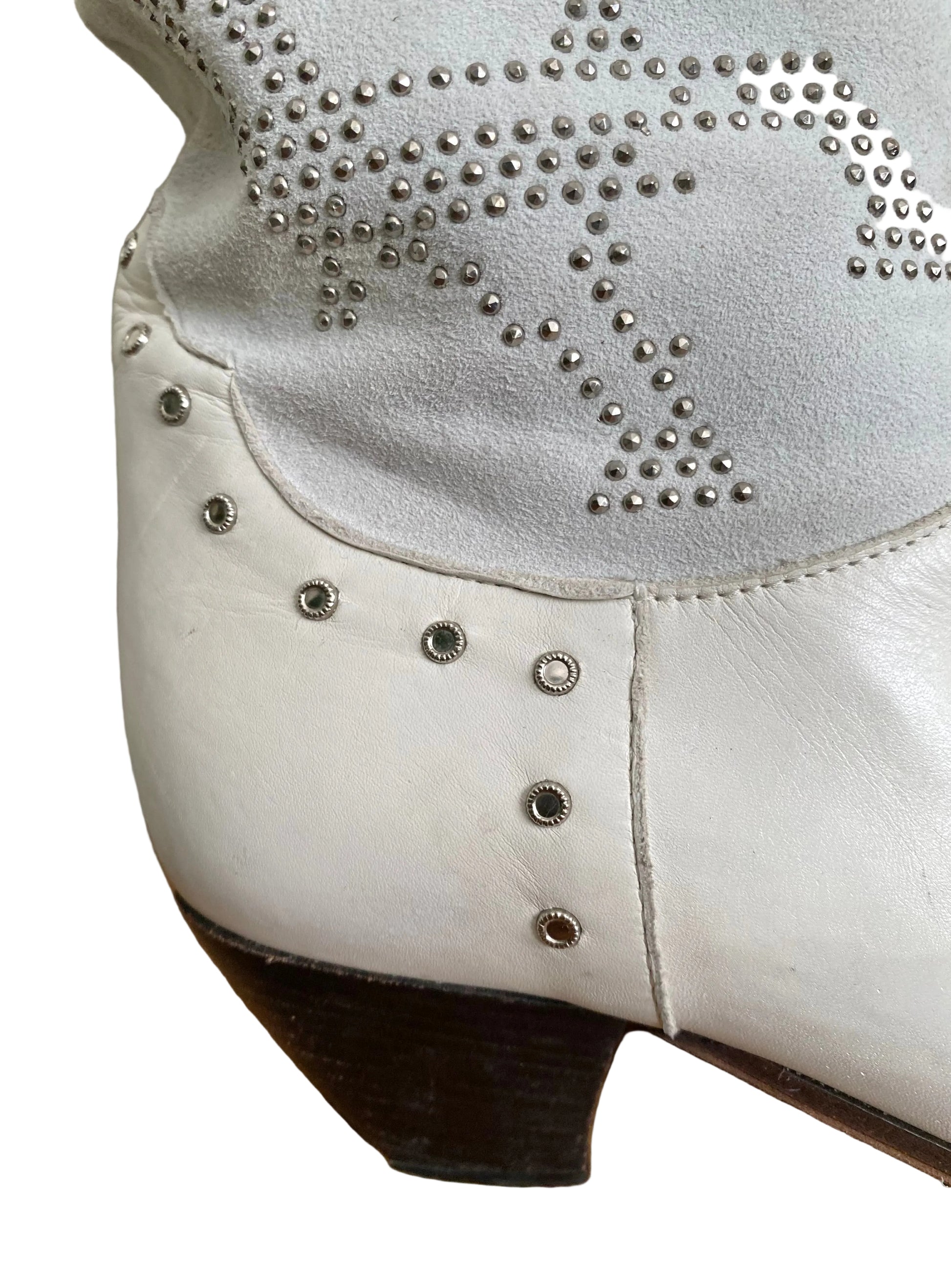 White western cowboy boots — sole view showing wear on heels and bottom