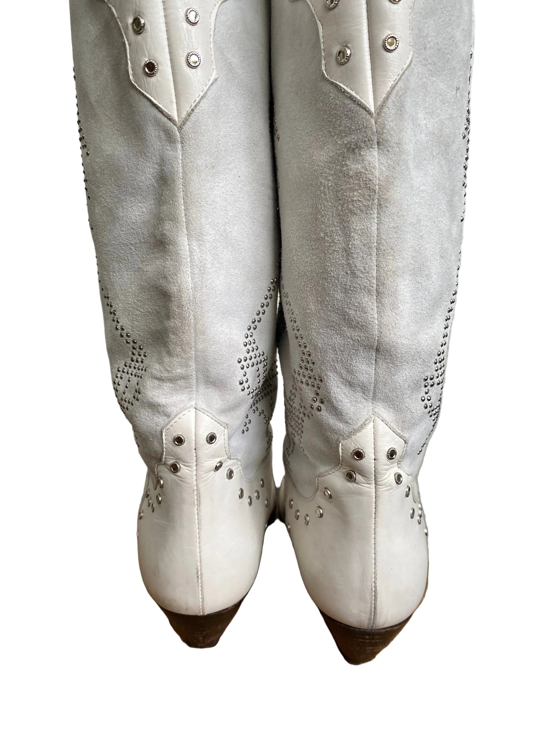 White rhinestone horse western boots — pair view showing overall condition and style