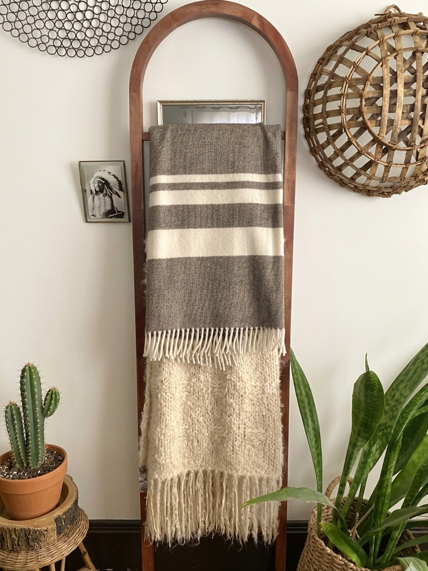 Faribault Wool Throw Blanket with Fringe