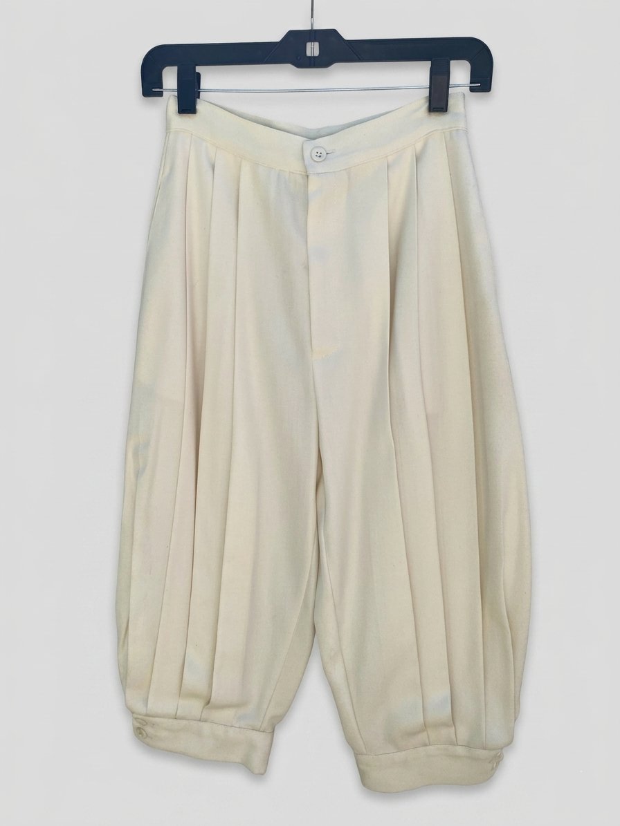 Ivory pleated knickers by Eastside Clothing Co. — front view showing full length and pleating