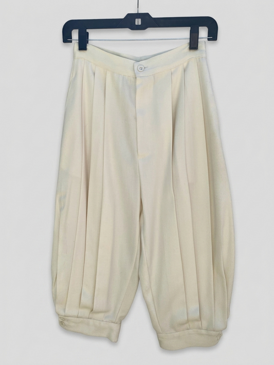 Ivory pleated knickers by Eastside Clothing Co. — front view showing full length and pleating