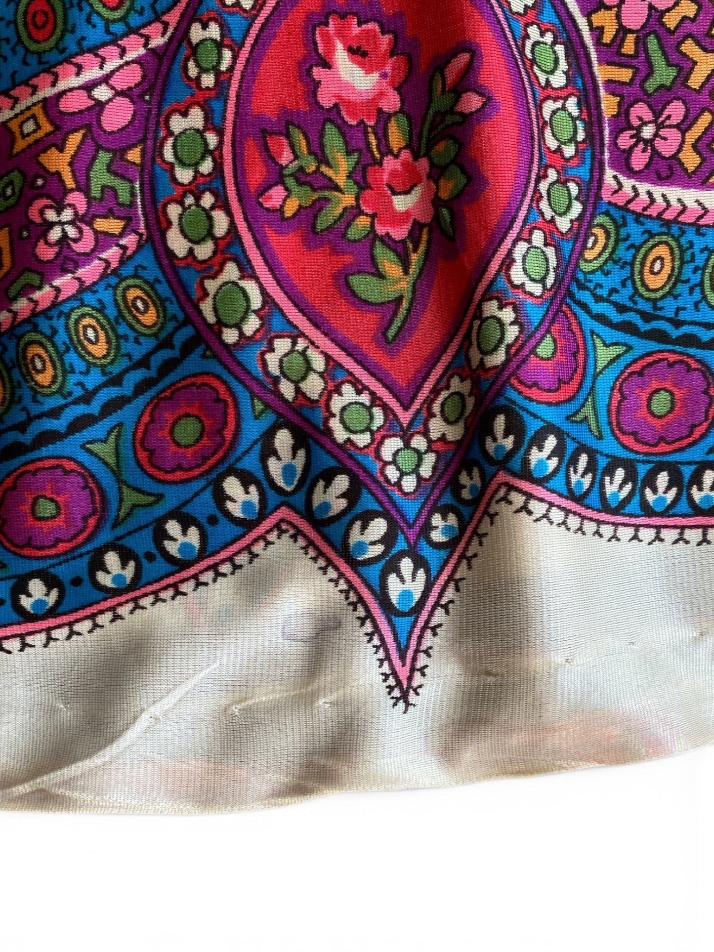 60s Printed Mock Neck Fitted Dress