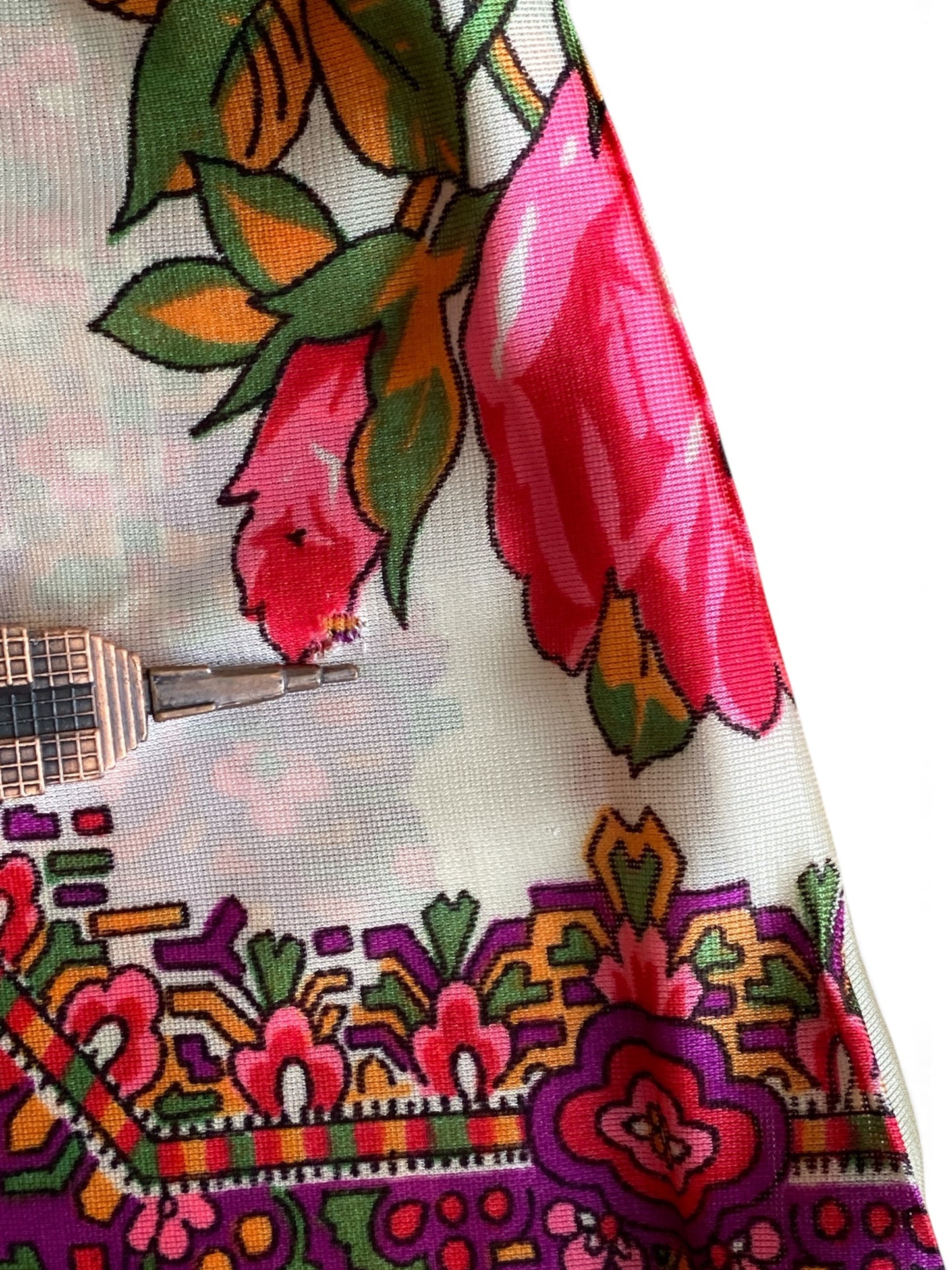 60s Printed Mock Neck Fitted Dress