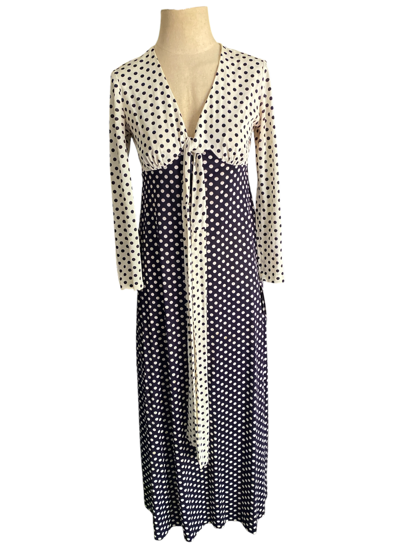 70s Joseph Magnin Polka Dot Maxi Dress