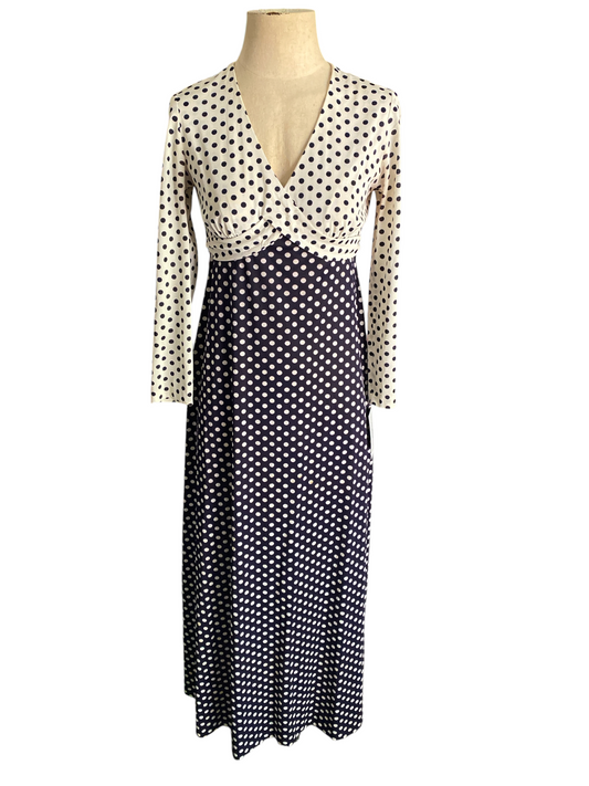 70s Joseph Magnin Polka Dot Maxi Dress