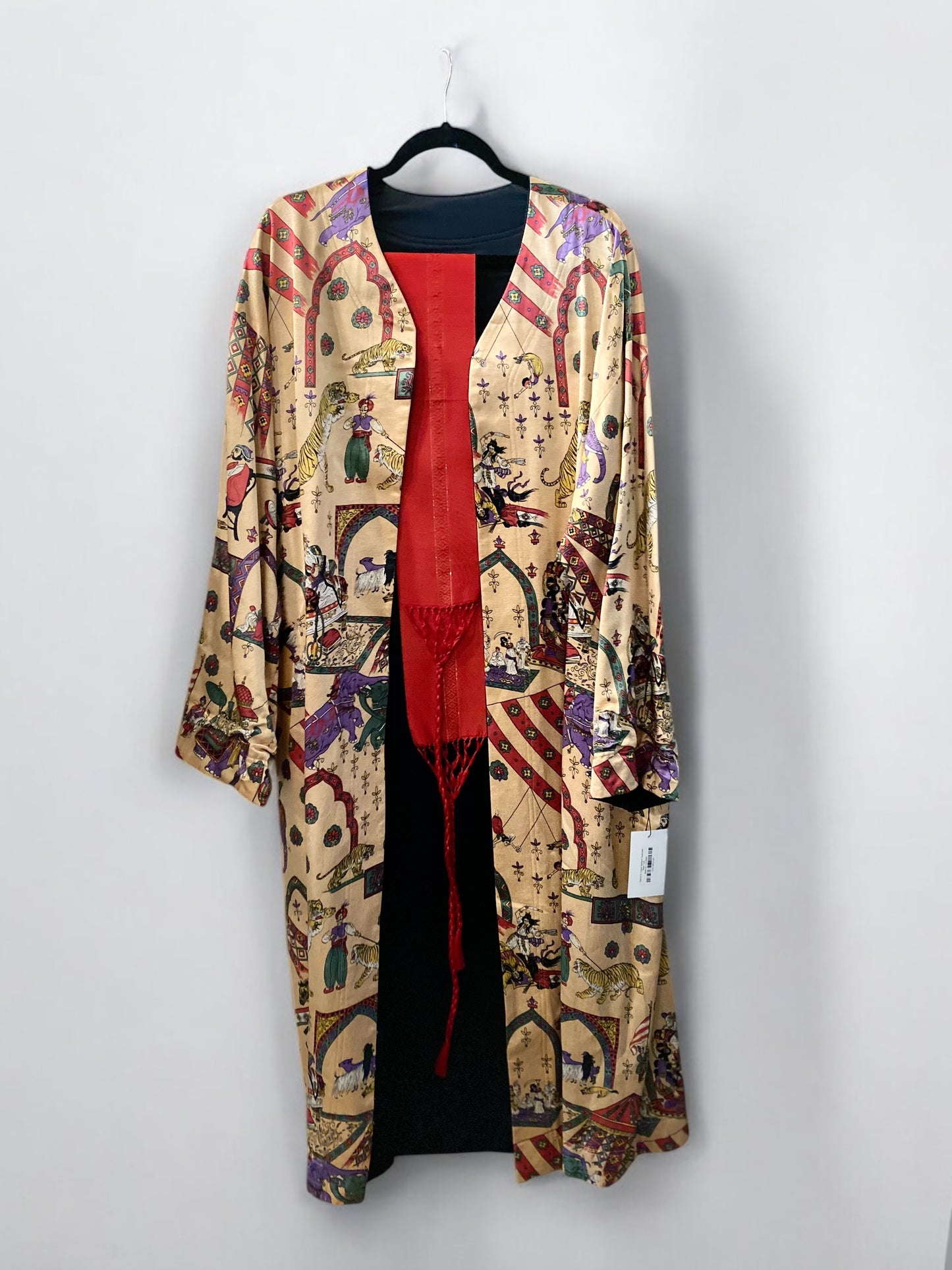 Dianne B. Cygne Designs reversible maxi coat — full length view showing dramatic silhouette