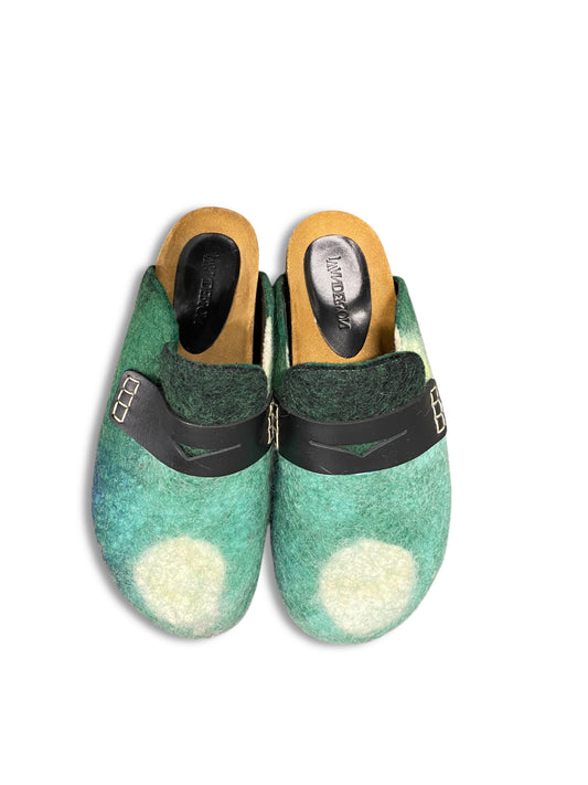 JW Anderson Green Landscape Felt Clog Mules