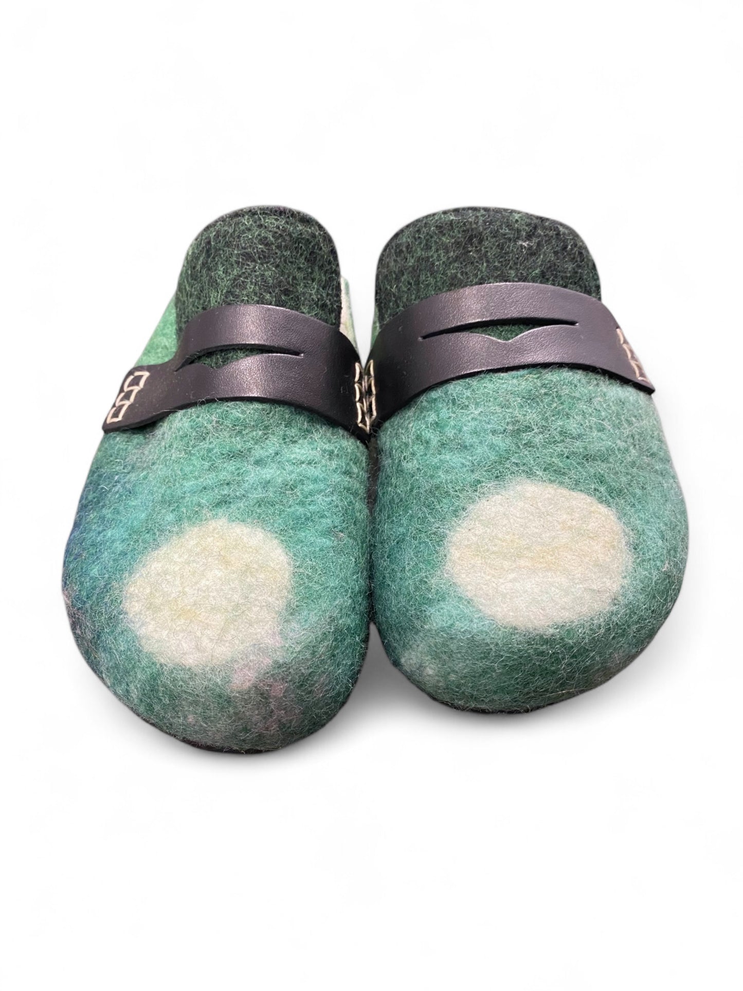 JW Anderson Green Landscape Felt Clog Mules