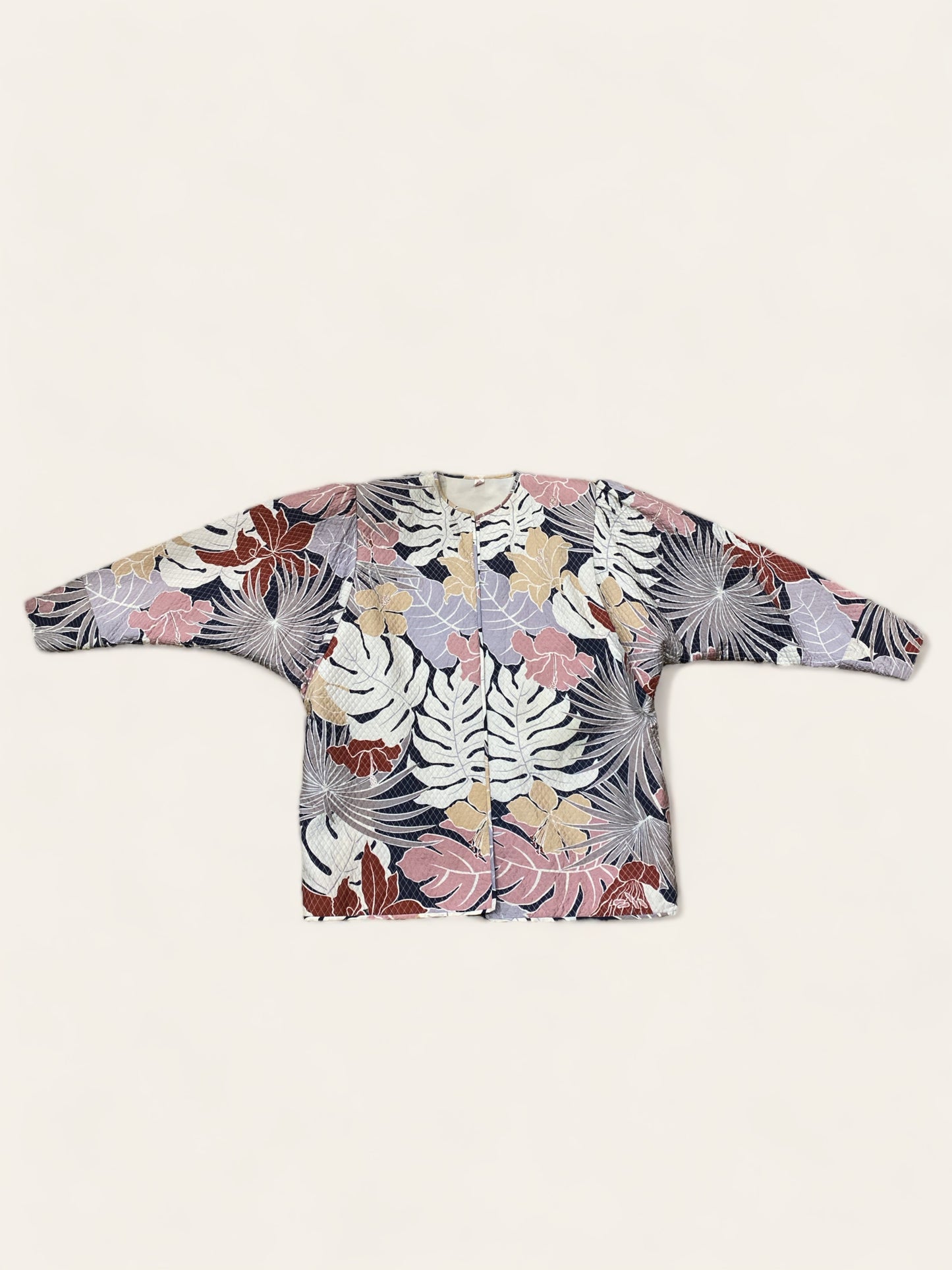 IAMWHATIAM Quilted Tropical Foliage Pointed Jacket