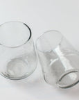 Handblown Hammered Glass Water Tumbler, Clear - set of 4