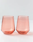 Handblown Hammered Glass Water Tumbler, Blush - set of 4