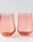 Handblown Hammered Glass Water Tumbler, Blush - set of 4