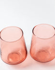 Handblown Hammered Glass Water Tumbler, Blush - set of 4