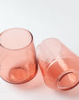 Handblown Hammered Glass Water Tumbler, Blush - set of 4