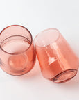 Handblown Hammered Glass Water Tumbler, Blush - set of 4