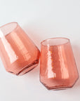 Handblown Hammered Glass Water Tumbler, Blush - set of 4