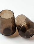 Handblown Hammered Glass Water Tumbler, Smoke - set of 4