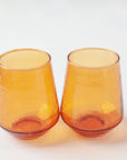 Handblown Hammered Glass Water Tumbler, Amber - set of 4