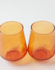 Handblown Hammered Glass Water Tumbler, Amber - set of 4