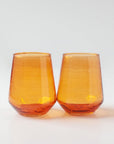 Handblown Hammered Glass Water Tumbler, Amber - set of 4