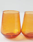 Handblown Hammered Glass Water Tumbler, Amber - set of 4