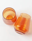 Handblown Hammered Glass Water Tumbler, Amber - set of 4