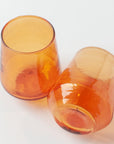 Handblown Hammered Glass Water Tumbler, Amber - set of 4