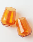 Handblown Hammered Glass Water Tumbler, Amber - set of 4