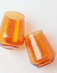 Handblown Hammered Glass Water Tumbler, Amber - set of 4