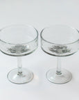 Handblown Hammered Coupe Cocktail Glasses, Clear - set of 4