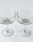 Handblown Hammered Coupe Cocktail Glasses, Clear - set of 4