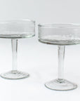 Handblown Hammered Coupe Cocktail Glasses, Clear - set of 4