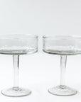 Handblown Hammered Coupe Cocktail Glasses, Clear - set of 4