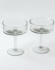 Handblown Hammered Coupe Cocktail Glasses, Clear - set of 4