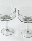 Handblown Hammered Coupe Cocktail Glasses, Clear - set of 4