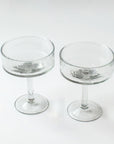 Handblown Hammered Coupe Cocktail Glasses, Clear - set of 4