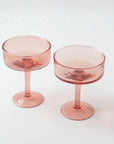 Handblown Hammered Coupe Cocktail Glasses, Blush - set of 4